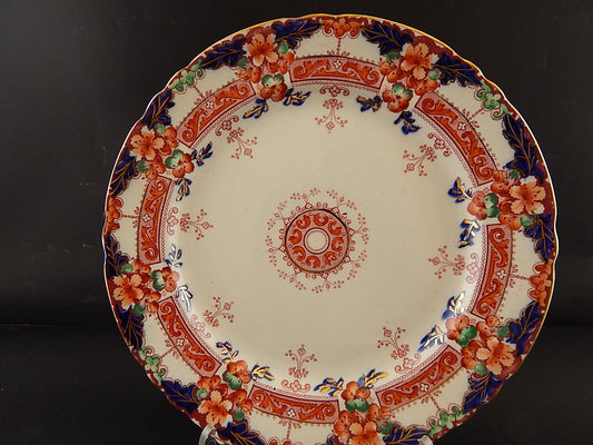 ANTICO PIATTO SEMI-PORCELLANA FORD & SON RICHMOND BURSLEM VITTORIANO POLICROMO