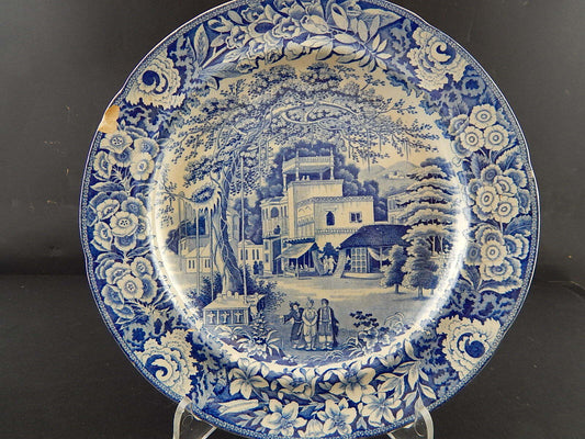 ANTICO DEL 1854 AUTENTICO RARO PIATTO SEMI PORCELLANA WEDGWOOD TRANSFERWARE #