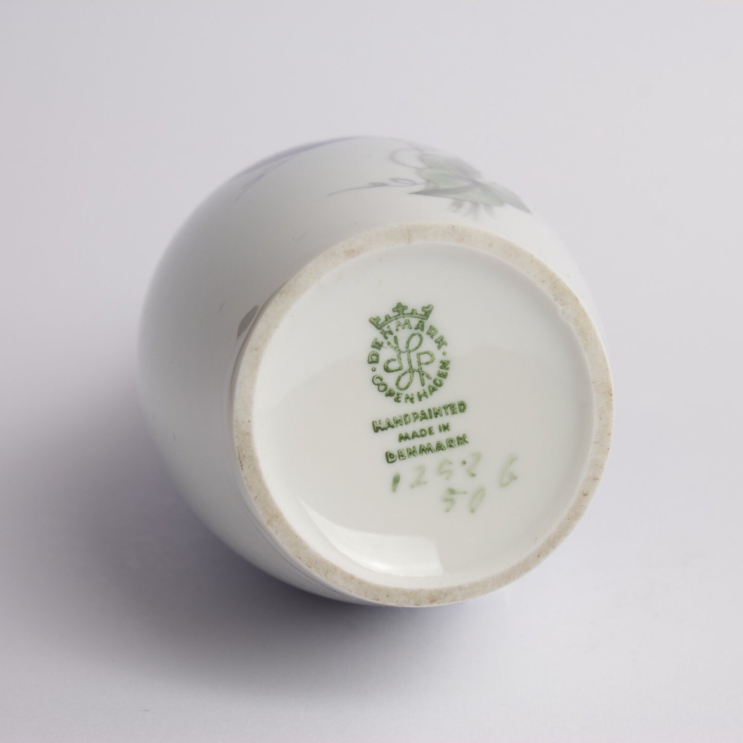 VASO PORCELLANA LYNGBY COPENHAGEN "Fiore Viola" VINTAGE HANDPAINTED 1252-50-G