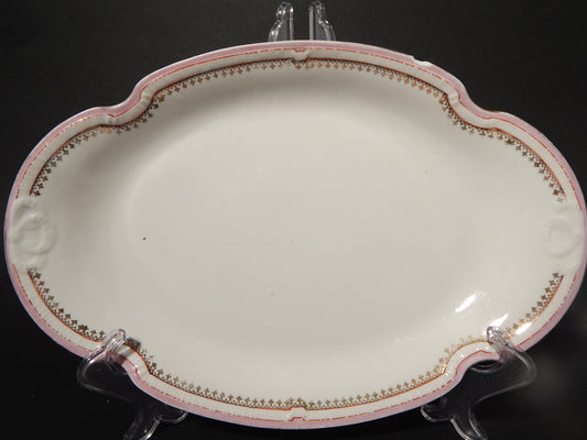 ANTICA VASSOIO PORCELLANA GINORI LIBERTY DECORO ROSA E ORO DIFETTO