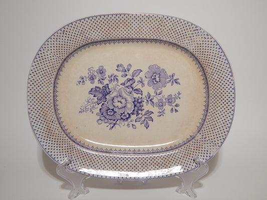 ANTICO VASSOIO CERAMICA STAFFORDSHIRE PRIMAVESI 1860 ERMINE BORDER VIOLA ##
