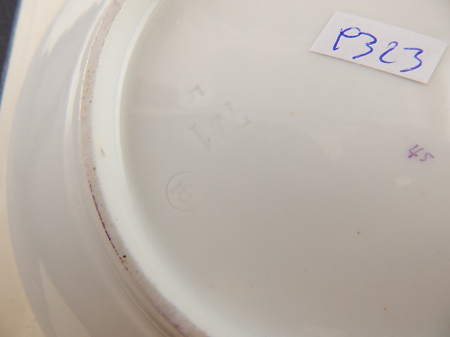 ANTICA PREZIOSA TAZZA TE' STILE IMPERO IN PORCELLANA BIANCA DECORATA VIOLA E ORO