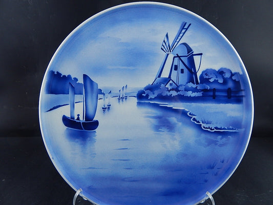 ANTICO PIATTO PARETE DECORATIVO PORCELLANA VILLEROY&BOCH MARINA E MULINO A VENTO