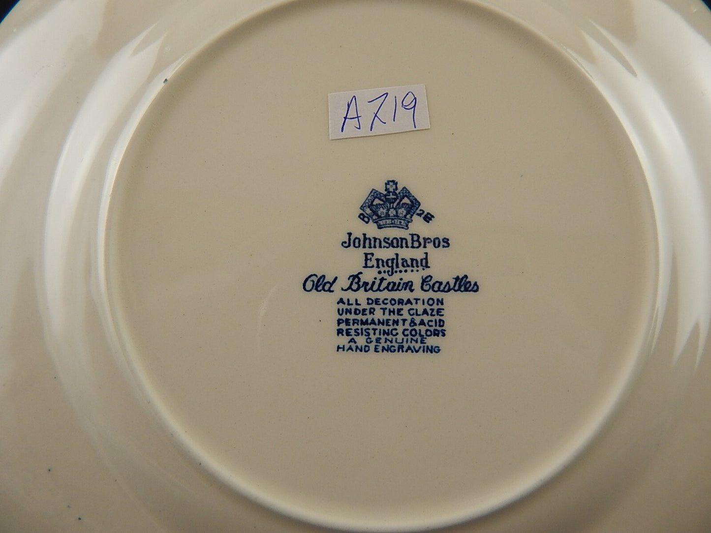 VINTAGE JOHNSON BROS OLD BRITAIN CASTLE BLU PIATTO DESSERT DOLCE SEMI-PORCELLANA