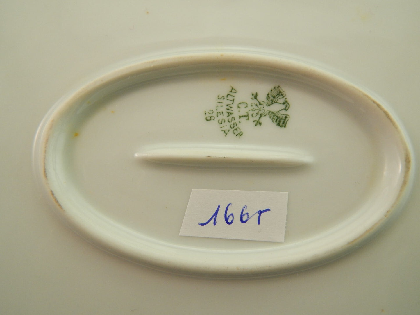 ANTICO VASSOIO OVALE LIBERTY PORCELLANA CARL TIELSCH ALTWASSER SILESIA 1900