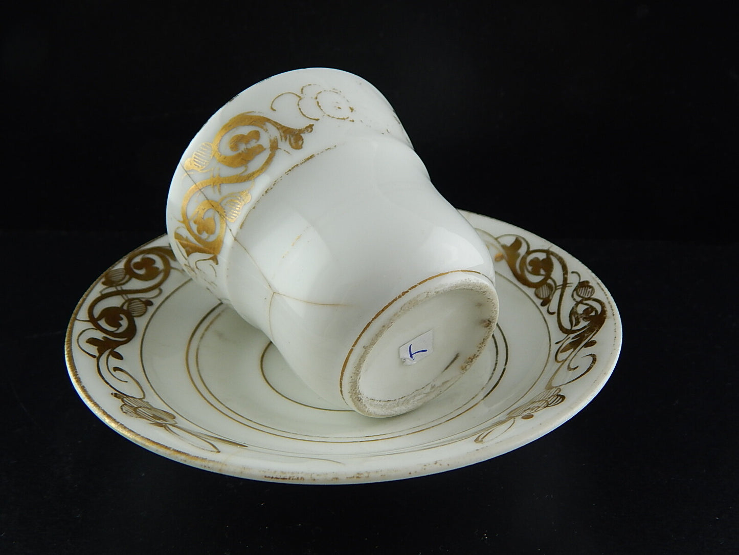 ANTICA PREZIOSA RARA TAZZA IMPERO PORCELLANA BIANCA ORO PARIGI INIZIO 1800 #5