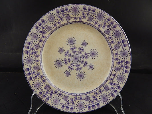 ANTICO PIATTO CERAMICA META' 800 GUSTAVSBERG TRANSFERWARE VIOLA #9428