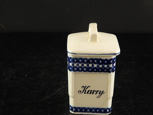 ANTICO BARATTOLO SPEZIE CERAMICA CARRY CUCINA ART DECO PRIMO 900 BIANCO BLU