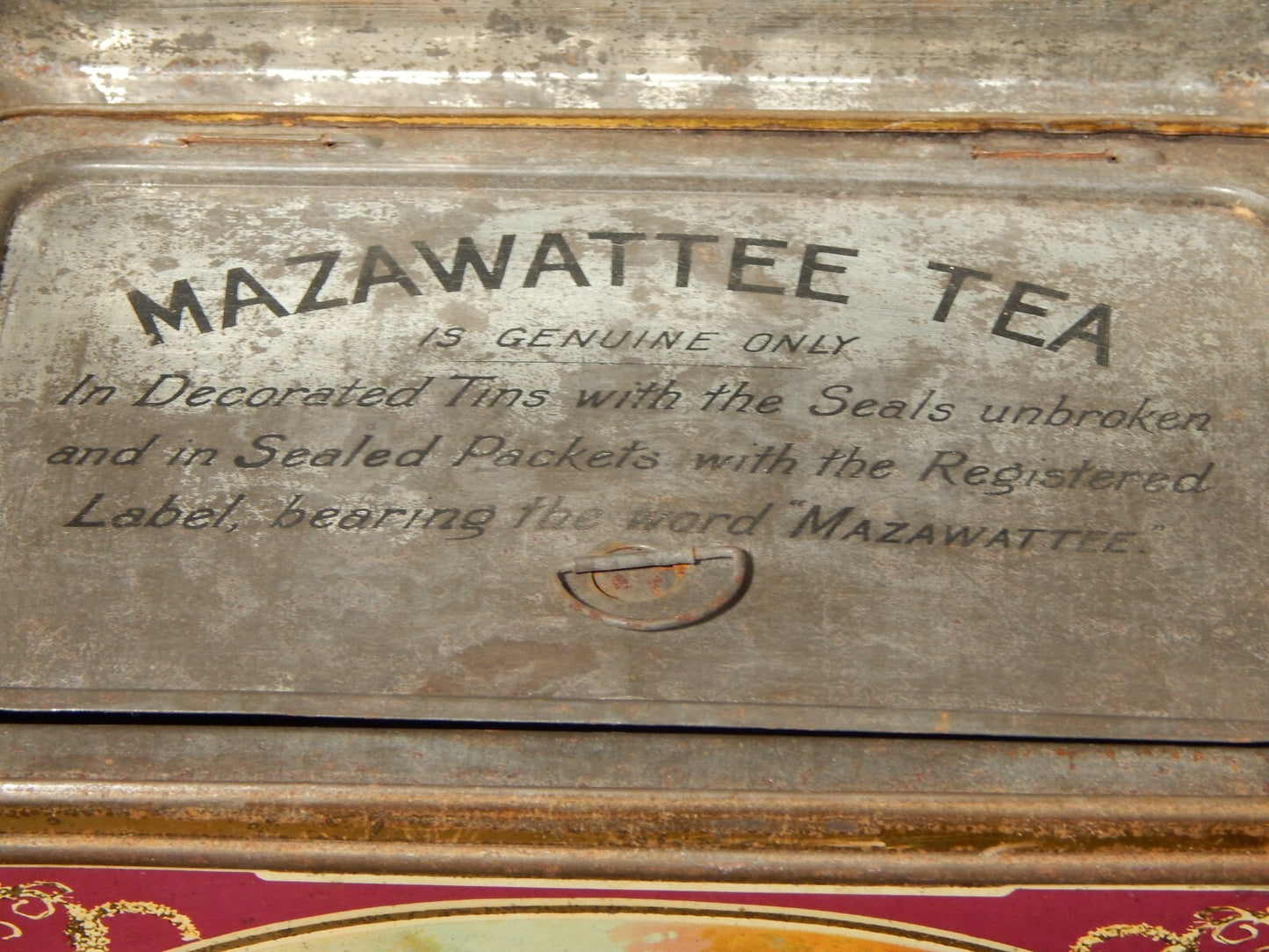 ANTICA RARA ORIGINALE SCATOLA LATTA INGLESE MAZAWATTEE TEA NEW CROSS LONDON