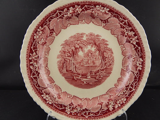 ANTICO PIATTO VASSOIO ROTONDO CERAMICA INGLESE MASON’S DECORO VISTA BIANCO ROSSO