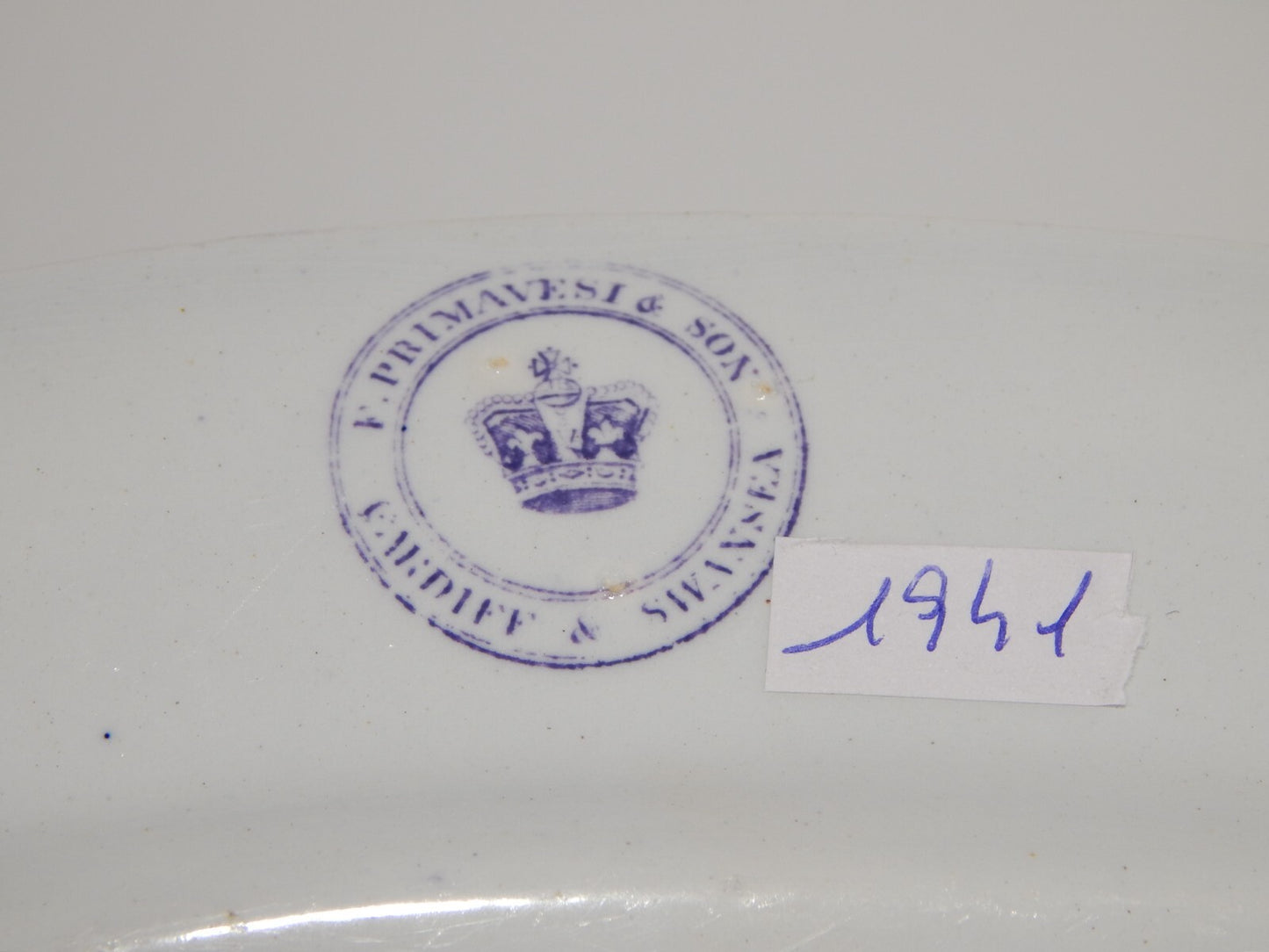 ANTICO RARO VASSOIO CERAMICA STAFFORDSHIRE PRIMAVESI 1860 ERMINE BORDER VIOLA