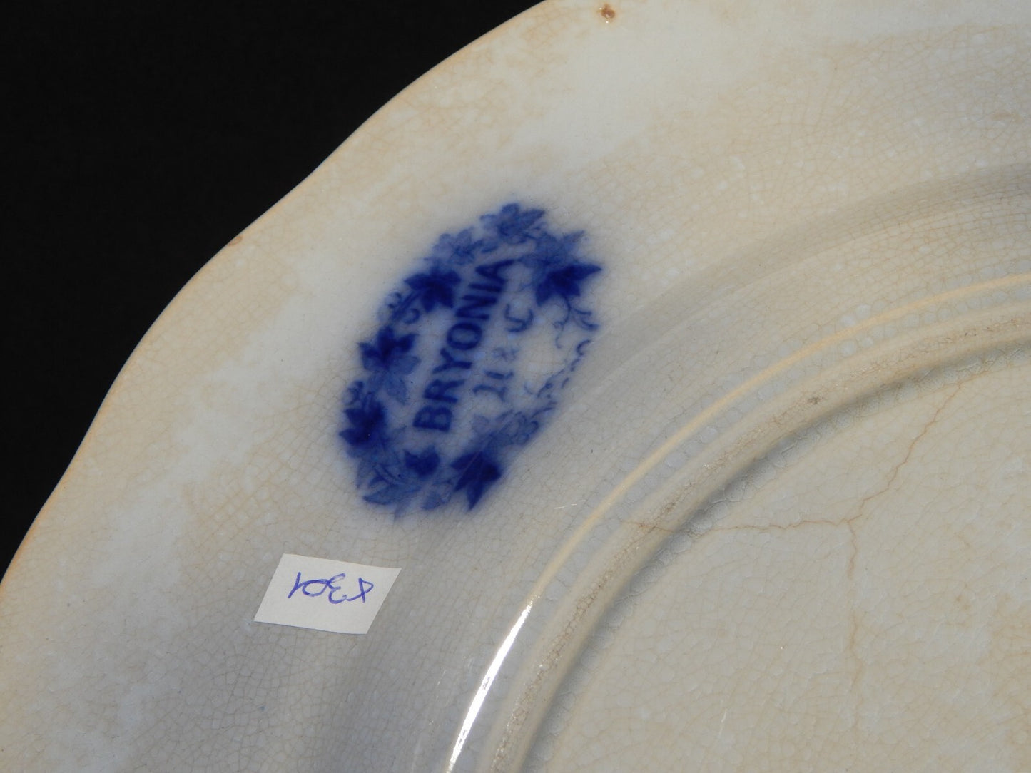 ANTICO VASSOIO PIATTO PORTATA SARREGUEMINES U&C BRYONIA CERAMICA BLUE FLOW 1800