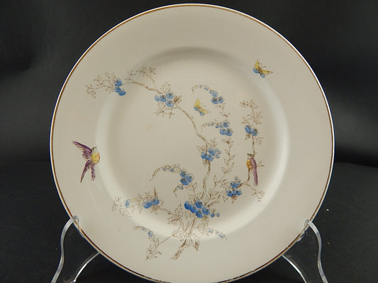 ANTICO PIATTO PIANO CERAMICA RICHARD MILANO FIORI FARFALLE UCCELLINI A757