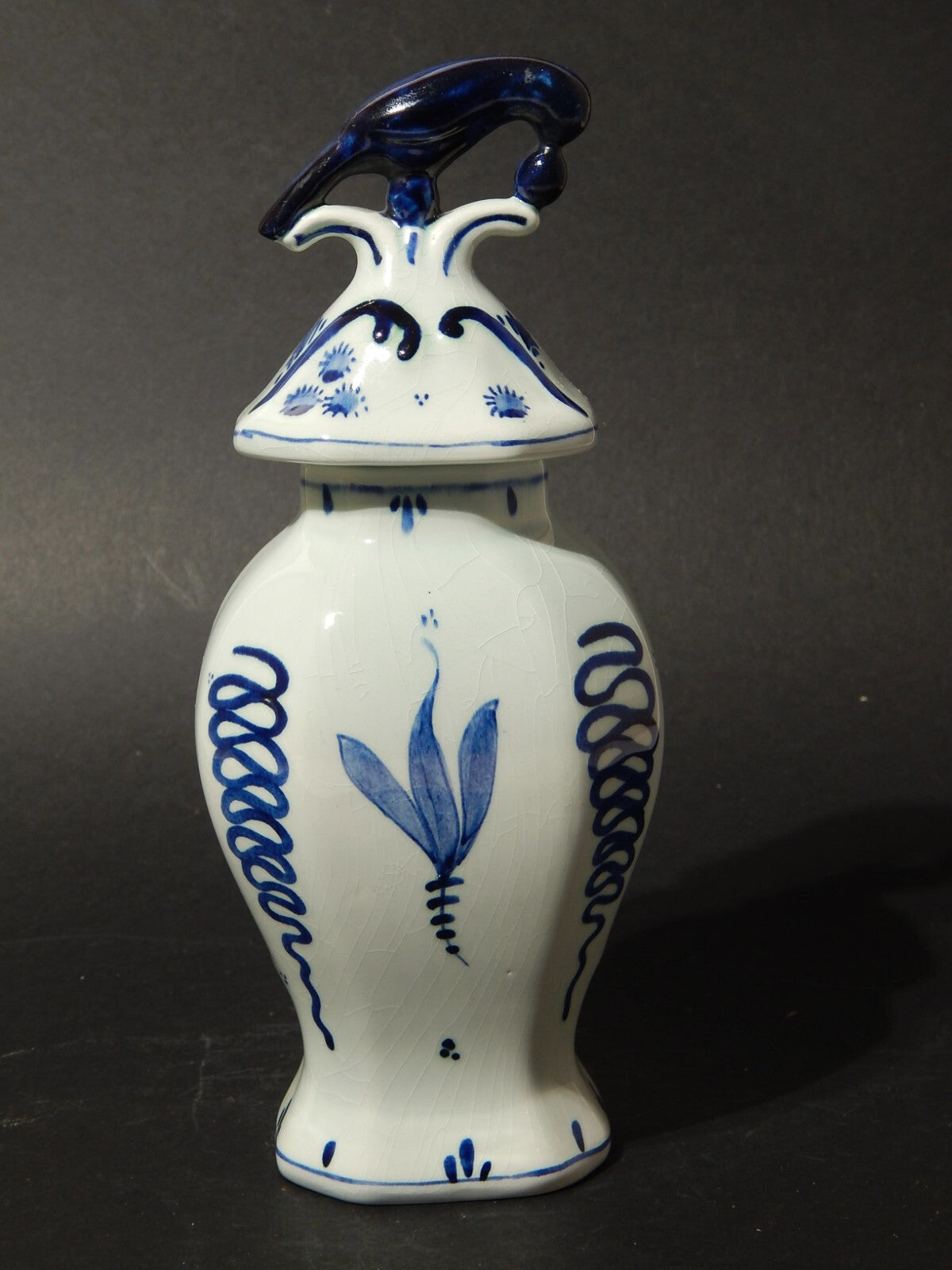 ANTICO RARO VASO URNA FARMACIA SPEZIALE CERAMICA DELFTS BIANCO BLU PRIMO 900