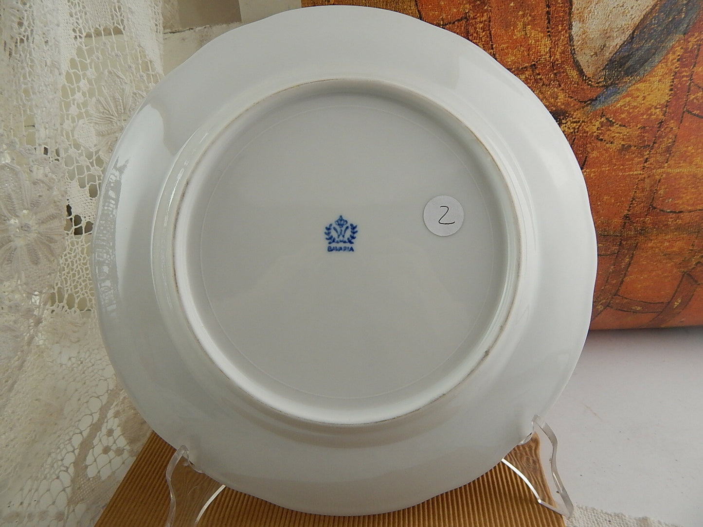 ANTICO RARO PIATTO PIANO PORCELLANA BLUE FLUTED WINTERLING BAVARIA DIFETTO #