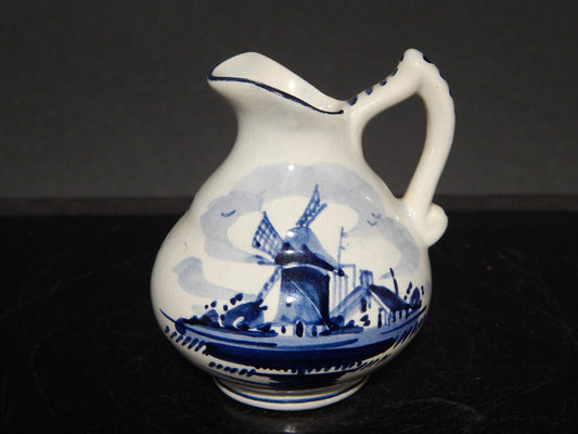 VINTAGE PICCOLO VASO ANFORA PYRAMIDE DELFT PORCELLANA DECORO A MANO MULINO VENTO