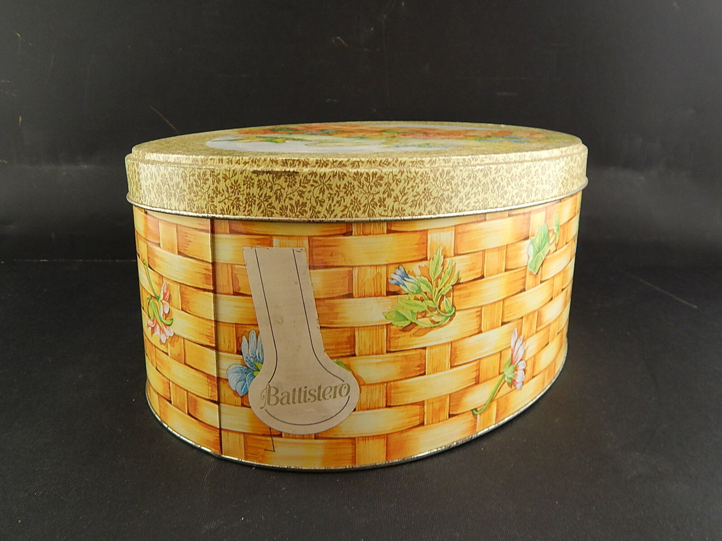 PUBBLICITARIO VINTAGE SCATOLA LATTA COLOMBA BATTISTERO PARMA ITALY