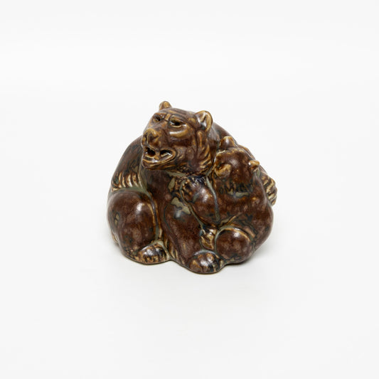 RARA STATUINA PORCELLANA ROYAL COPENHAGEN "Orso con Cucciolo" 20193 CM 11x12x10