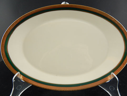 RETRO ELEGANTE RAVIERA VASSOIO IMPERO PORCELLANA BAVARIA AVORIO SMERALDO ORO