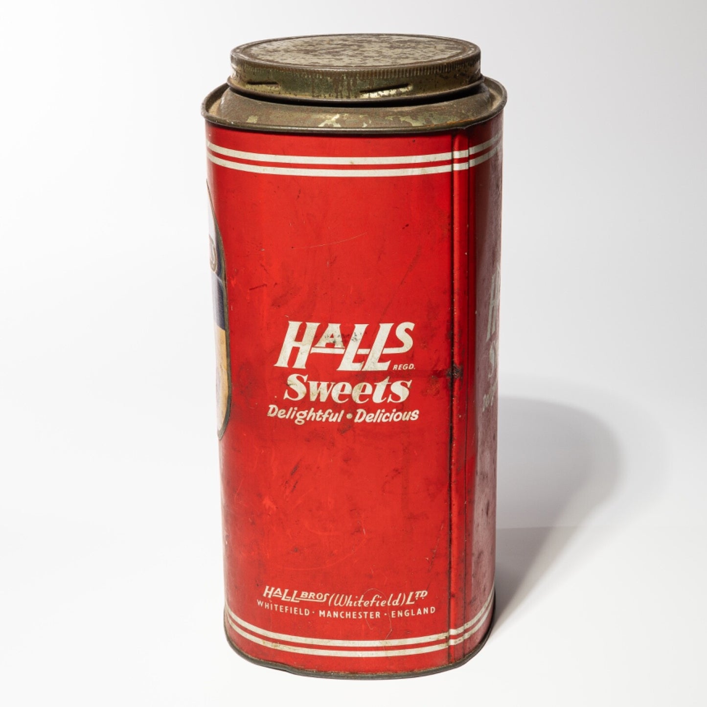 ANTICA RARA SCATOLA LATTA CARAMELLE HALLS MENTHO LYPTUS SWEET TABLETS