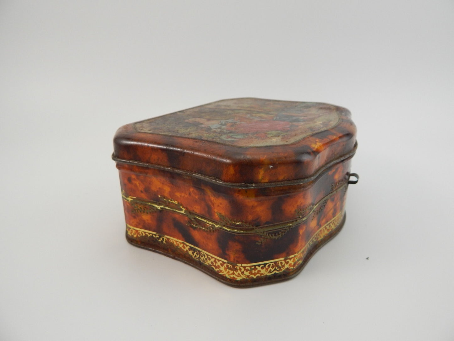 COLLEZIONE ANTICA ORIGINALE SCATOLA COFANETTO DI LATTA SCENA GALANTE
