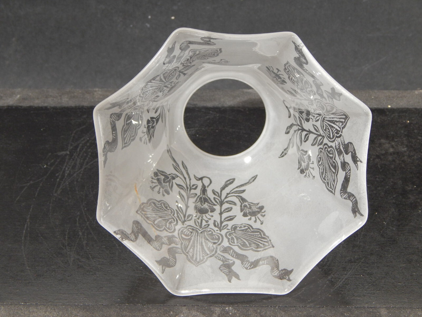 ANTICO ART NOUVEAU LIBERTY TULIP PARALUME VETRO DECORATO PER APPLIQUE O LAMPADA