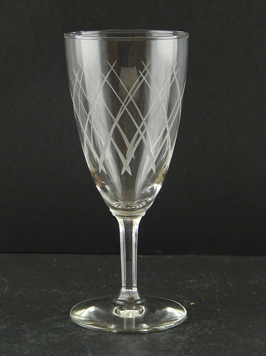 ANTICO ART DECO SERVIZIO 8 BICCHIERI CALICI CRISTALLO BOEMIA INCISI CM 17,5