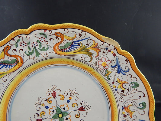 ANTICO PIATTO CERAMICA MAIOLICHE DERUTA PERUGIA PRIMO 900 RINASCIMENTALE #9179