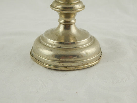 ANTICO CANDELABRO CANDELIERE ALPACCA ARGENTONE ANTIQUE CANDLE HOLDER FINE 1800