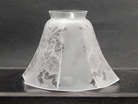 ANTICO ART NOUVEAU LIBERTY TULIP PARALUME VETRO DECORATO PER APPLIQUE O LAMPADA