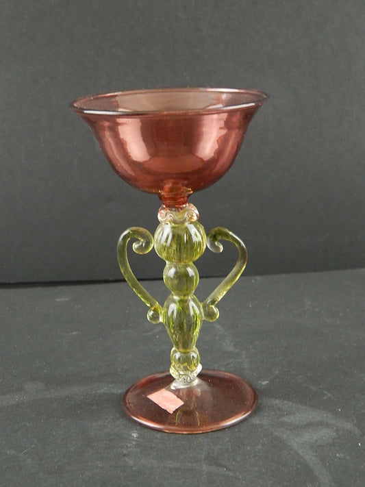 VINTAGE TIPETTO DEL DOGE CALICE MURANO VETRO SOFFIATO ARTISTICO COLLEZIONE A168