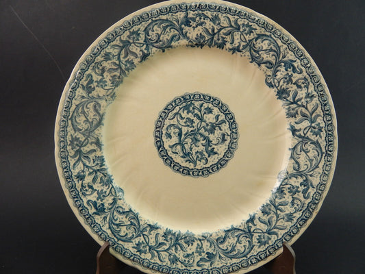 ANTICO RARO DEL 1923 PIATTO MAIOLICA CERAMICA GIEN DECORO BLU ALLA ROUEN #1761