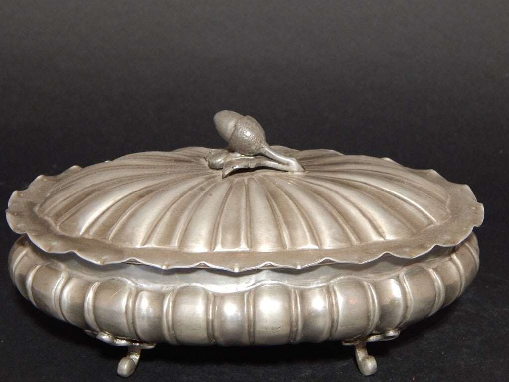 ANTICA COLLEZIONE ELEGANTE PREZIOSA SCATOLA PORTA GIOIE BONBONS IN PELTRO 95%