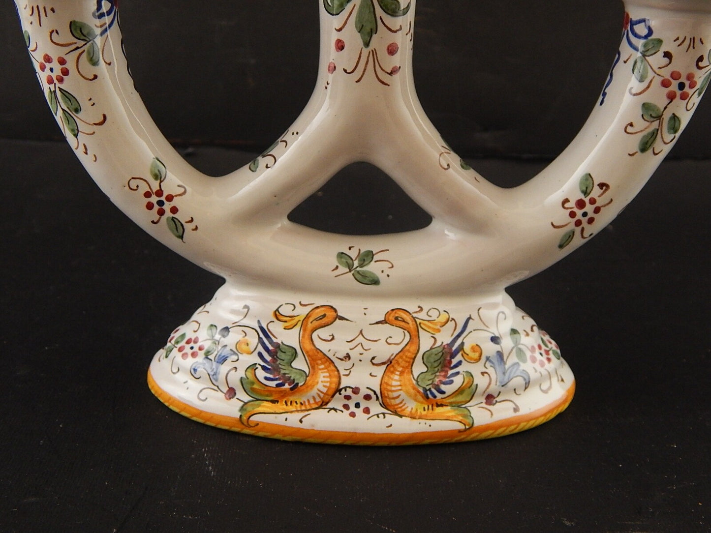 ANTICO CANDELIERE CANDELABRO CERAMICA MAIOLICHE DERUTA PERUGIA PRIMI ANNI 900