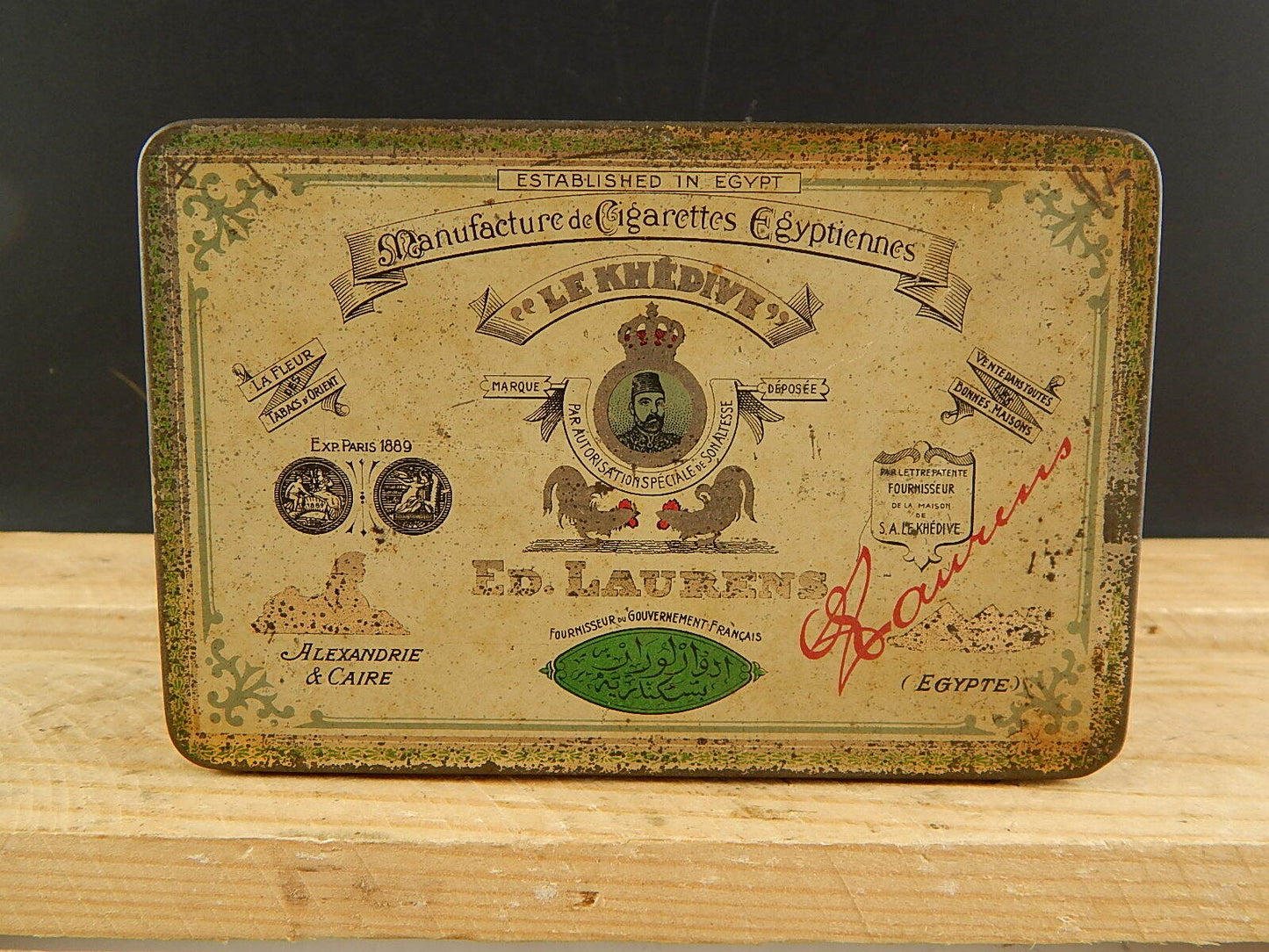 ANTICA SCATOLA LATTA PRIMO 900 SIGARETTE LE KHEDIVE FIGARO ED LAURENS EGYPT