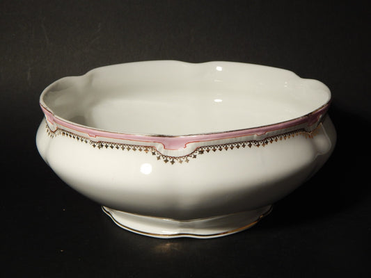 ANTICA FRUTTIERA CENTROTAVOLA PORCELLANA GINORI LIBERTY DECORO ROSA E ORO