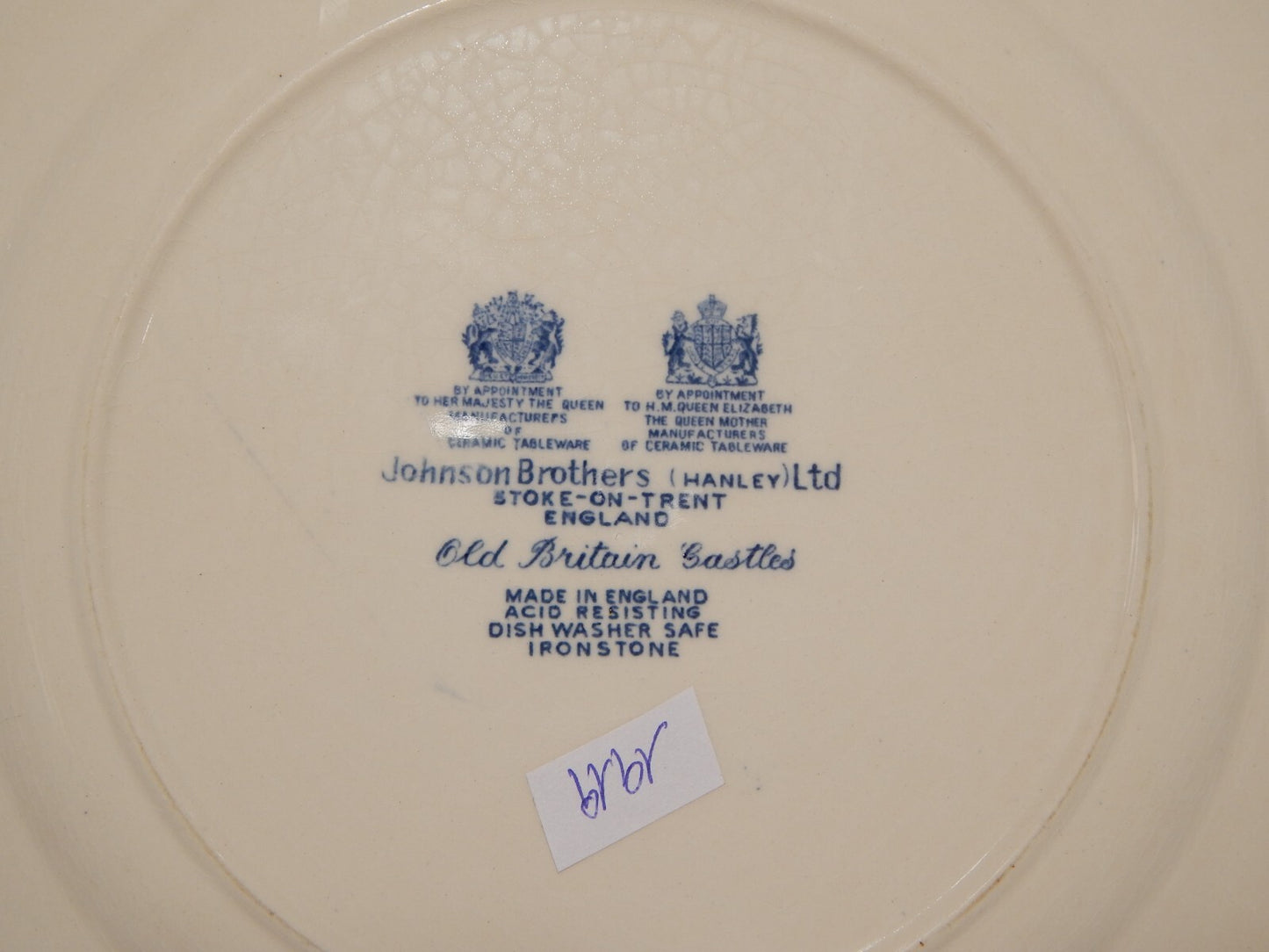 VINTAGE JOHNSON BROS OLD BRITAIN CASTLE BLU PIATTO PIANO PORCELLANA DIFETTO 1919