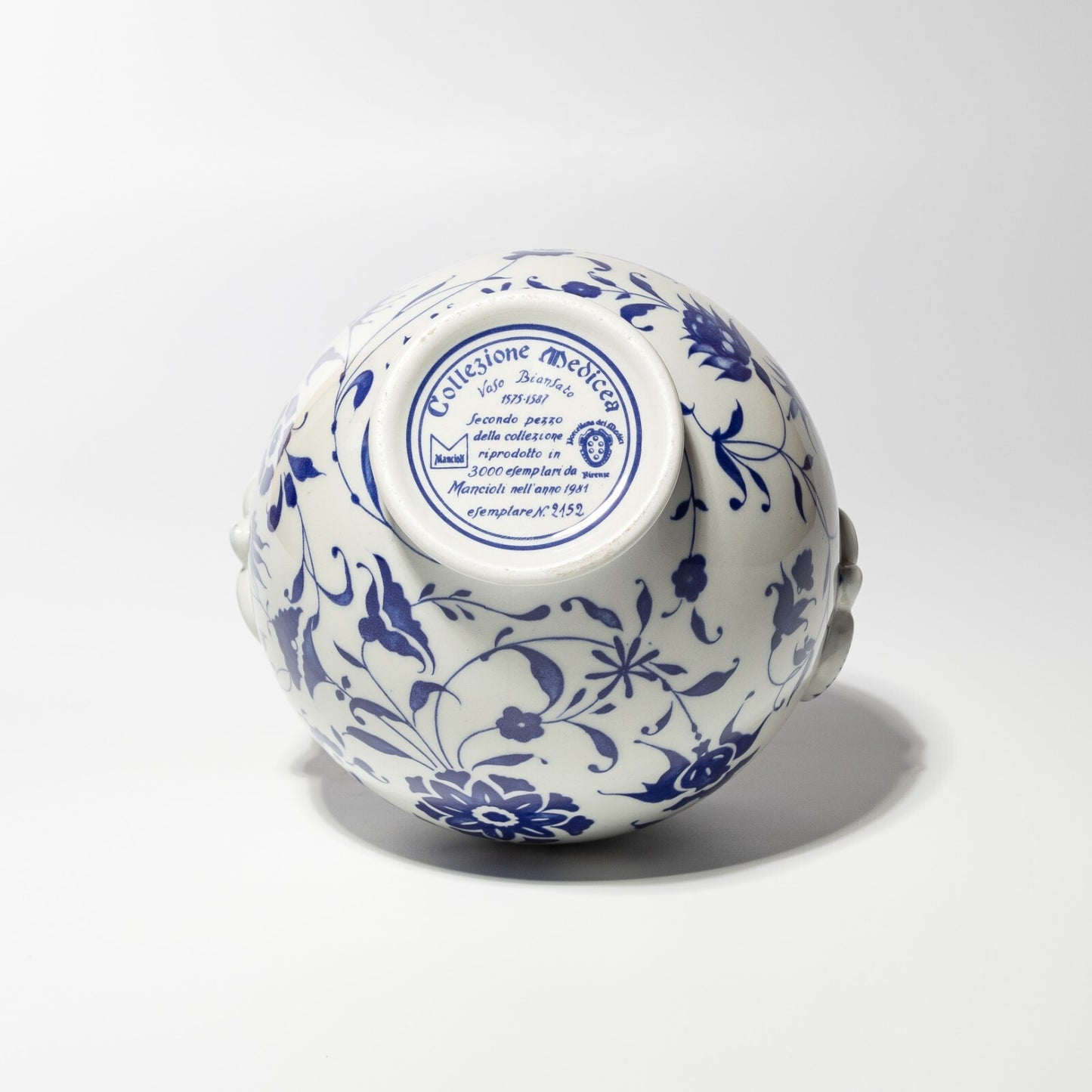 VASO BIANSATO EDIZIONE LIMITATA PORCELLANA MEDICI FIRENZE 1575-1587 MANCIOLI