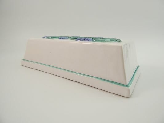 VINTAGE RARA FORMELLA CERAMICA TULIPANI AZZURRI DESIGNER LENE VECCHIA THUN