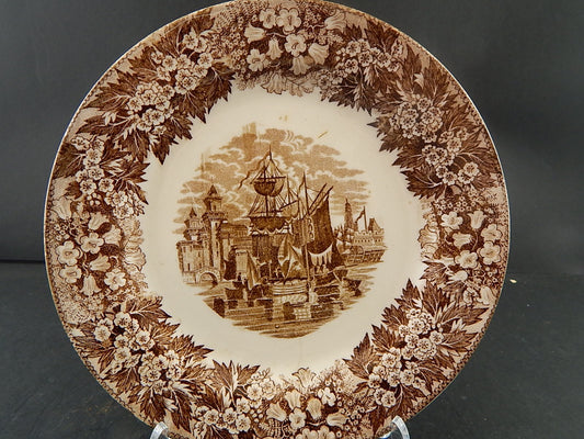 ANTICO PIATTO SEMI PORCELLANA RICHARD MILANO DECORO FERRARA META' 800 #A28