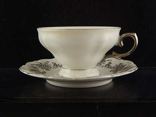 ANTICA ART DECO PREZIOSA TAZZA TE' PORCELLANA ARGENTO 925 WINTERLING BAVARIA