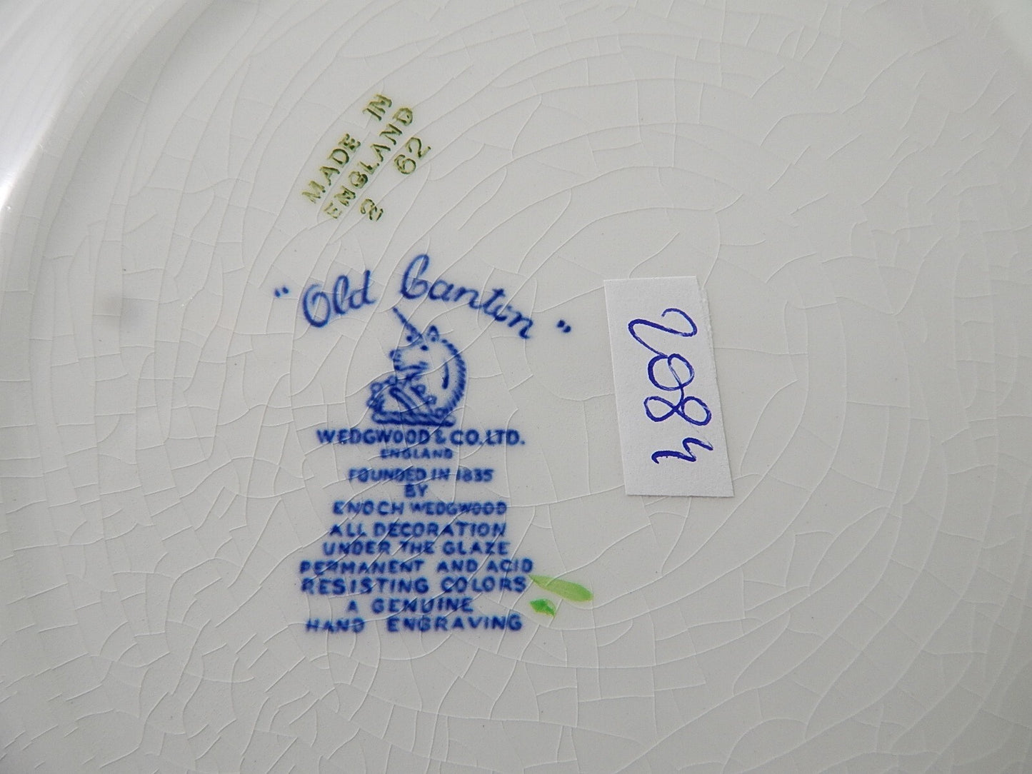 WEDGWOOD&CO VINTAGE PIATTO PIANO SEMI-PORCELLANA META' 900 OLD CANTON CM 25