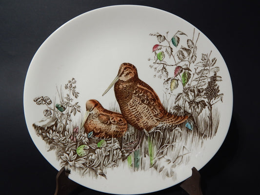 VINTAGE PIATTO OVALE PORCELLANA JOHNSON BROS COLLEZIONE GAME BIRDS WOODCOCK
