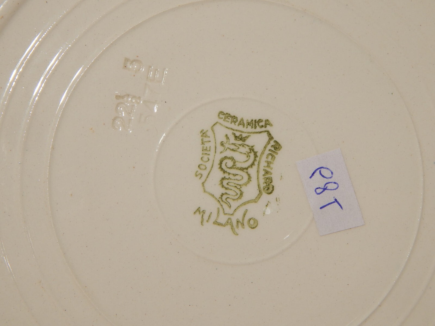 ANTICO PIATTO SOCIETA' CERAMICA RICHARD MILANO PAESAGGIO STAMPA A MANO cm 21,5