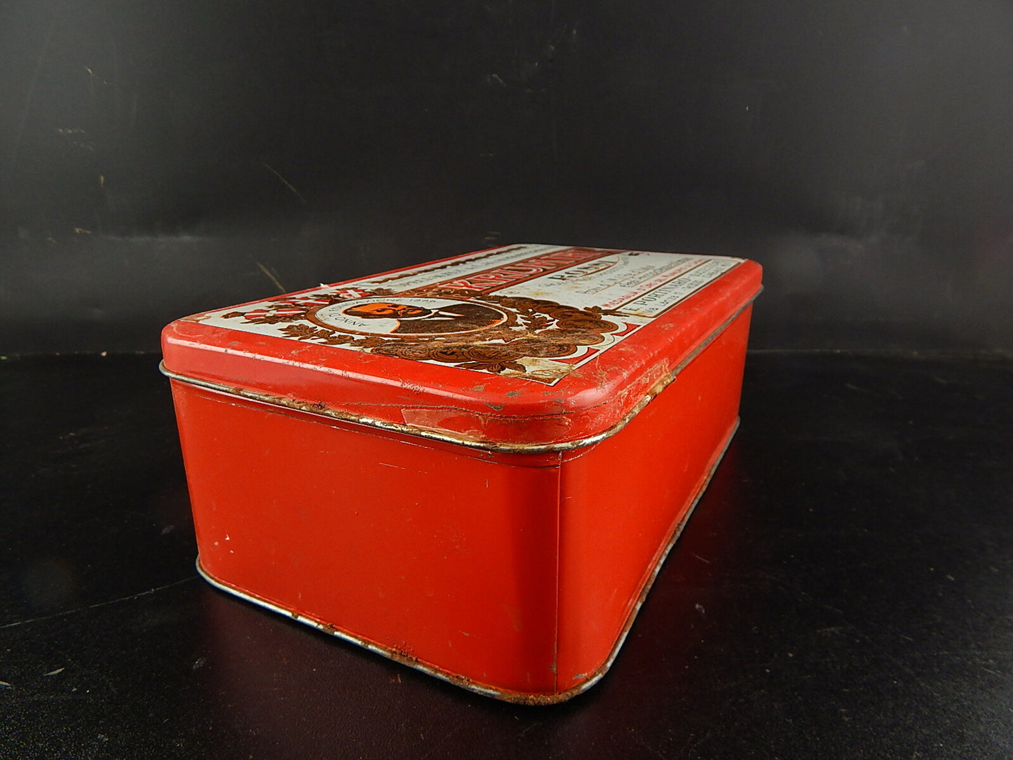 PUBBLICITARIO VINTAGE SCATOLA LATTA BISCOTTI KRUMIRI PORTINARO CASALE-MONFERRATO