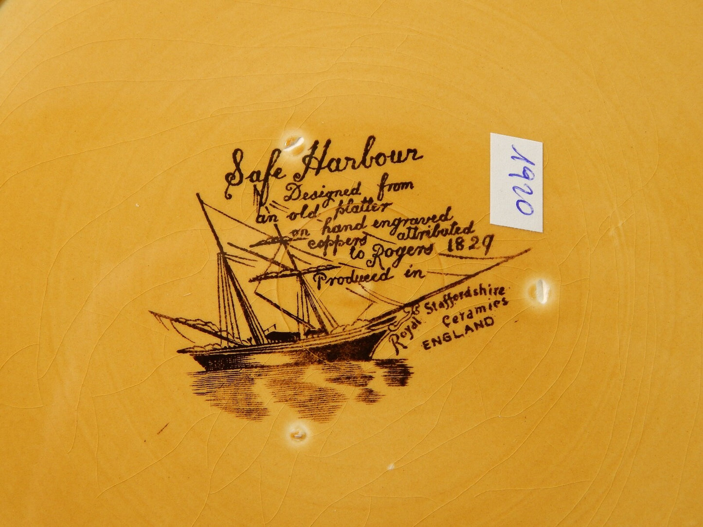 VINTAGE VASSOIO QUADRATO ROYAL STAFFORDSHIRE CERAMICS ENGLAND SAFE HARBOUR