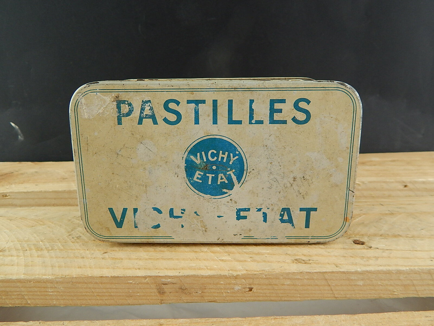 COLLEZIONE ANTICA RARA SCATOLA DI LATTA PUBBLICITARIA PASTILLES VICHY ETAT