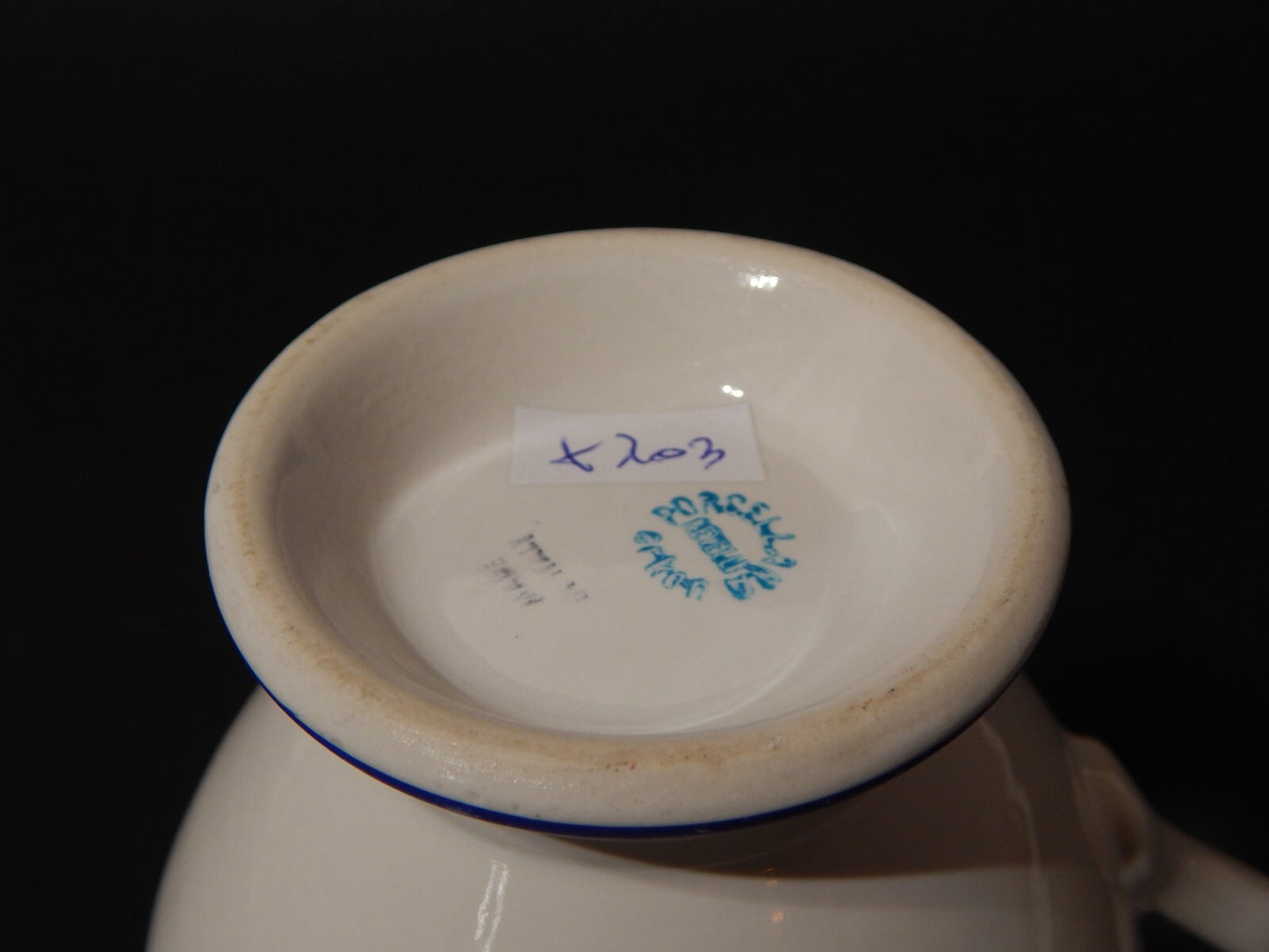 ANTICA CARAFFA BROCCA CERAMICA BIANCA E BLU REVELLI LAVENO