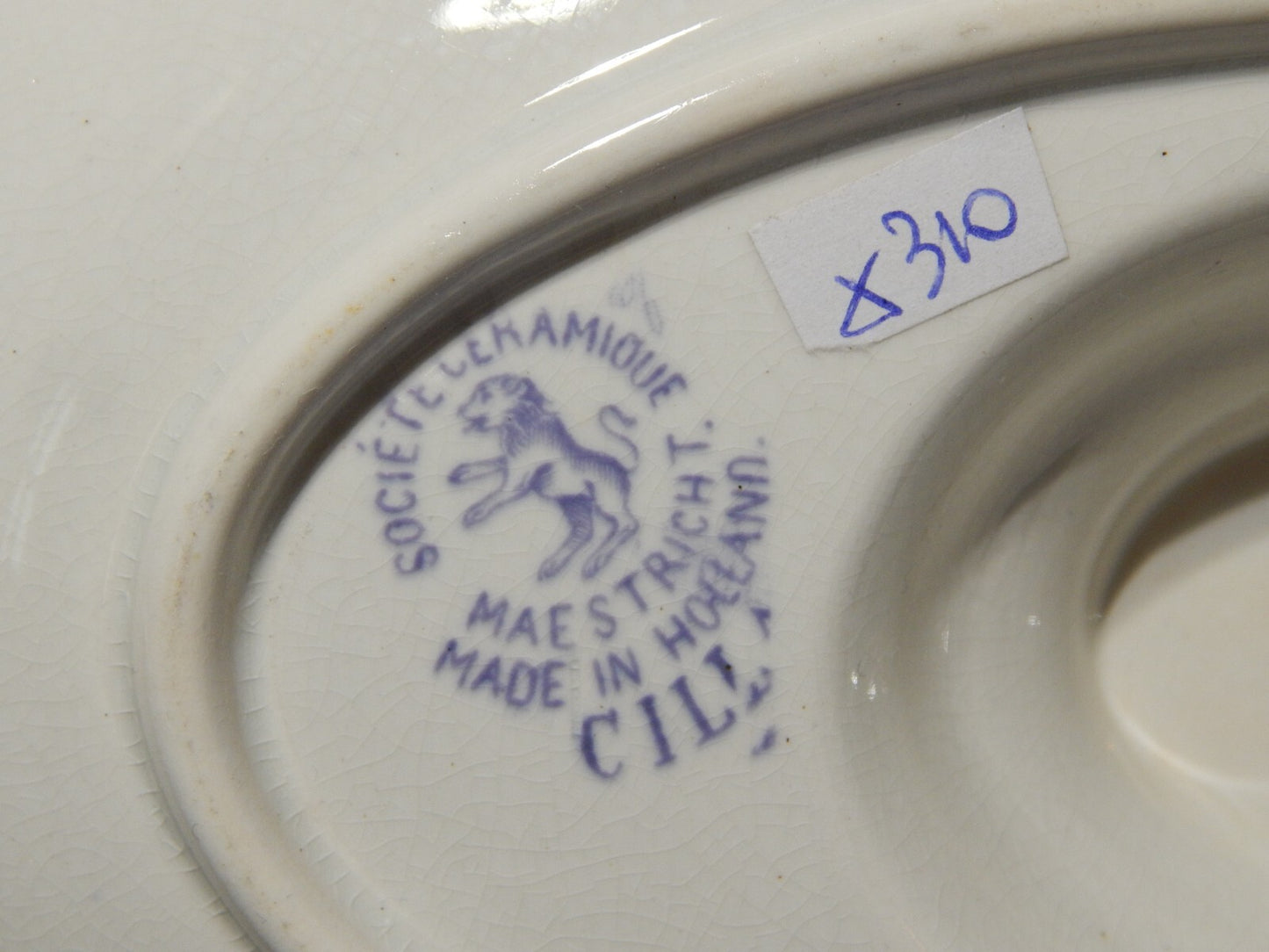 ANTICA SOCIETE' CERAMIQUE MAASTRICHT SALSIERA DECORO OLGA COLORE VIOLA