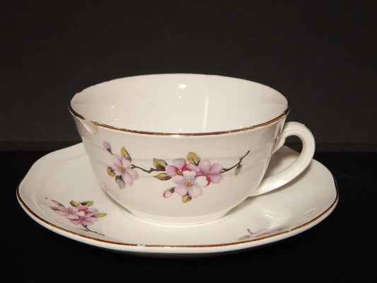RETRO' TAZZA TE' SOCIETA' CERAMICA ITALIANA LAVENO DECORO FIORI DI PESCO DIFETTO